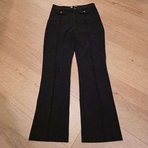 Everlane Black Ponte Flare Trousers Size 6 Pants Pintuck High Rise Minimalist